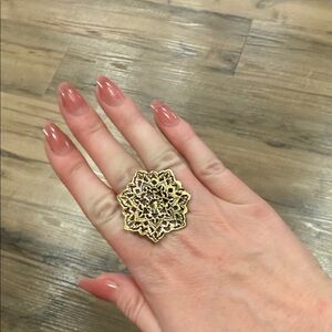 Mandala Gold Floral Statement Ring